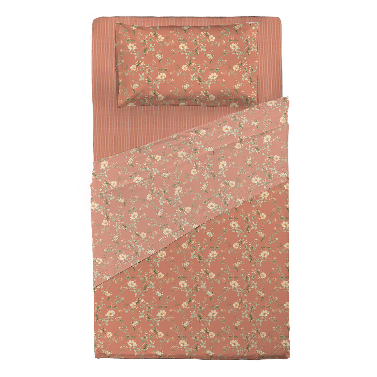 Completo Letto Piazza e Mezza con Stampa Atelier - Fantasia Pauline Dusty Coral