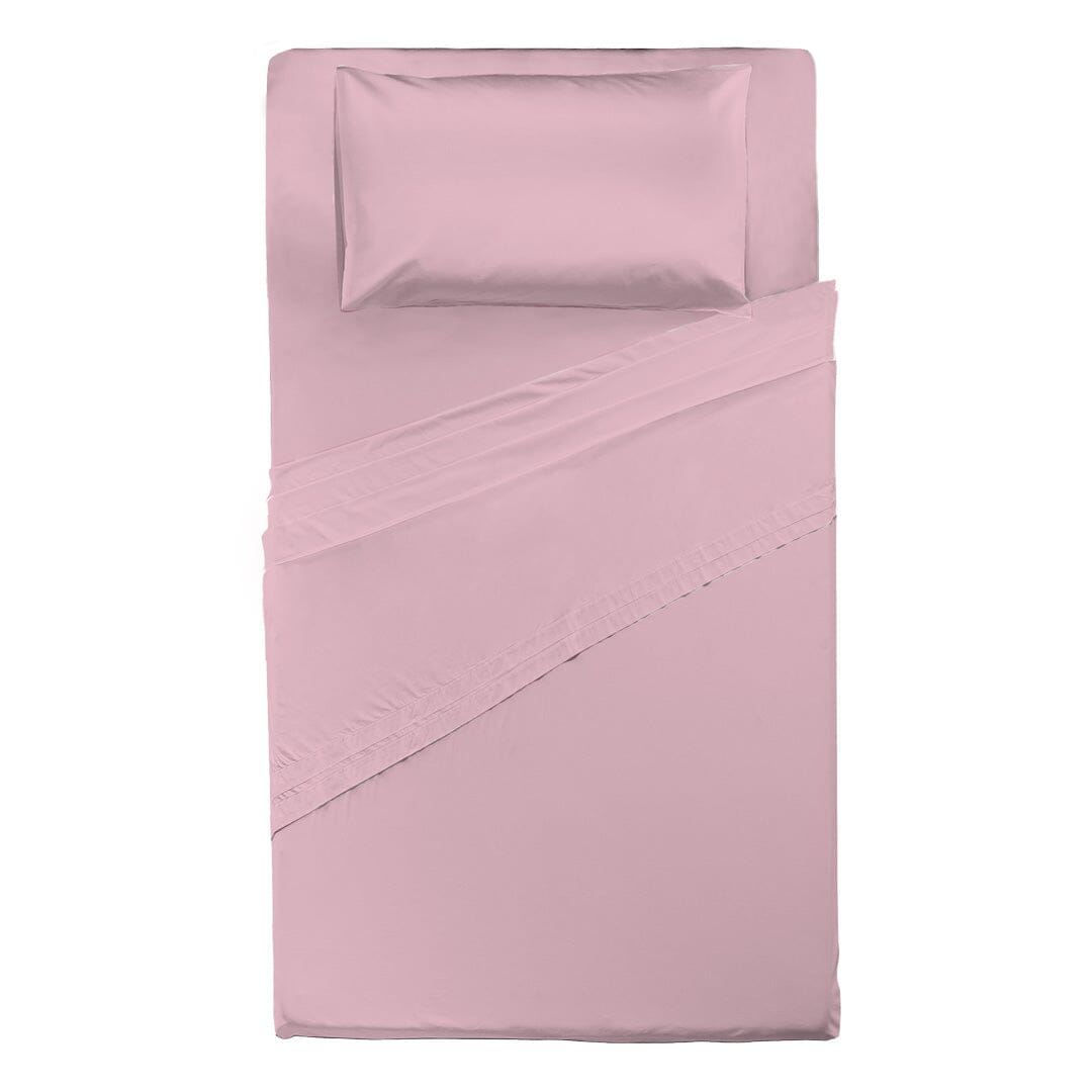 Completo Letto Piazza e Mezza in Cotone - Tinta Unita Rosa - Amo La Casa Shop