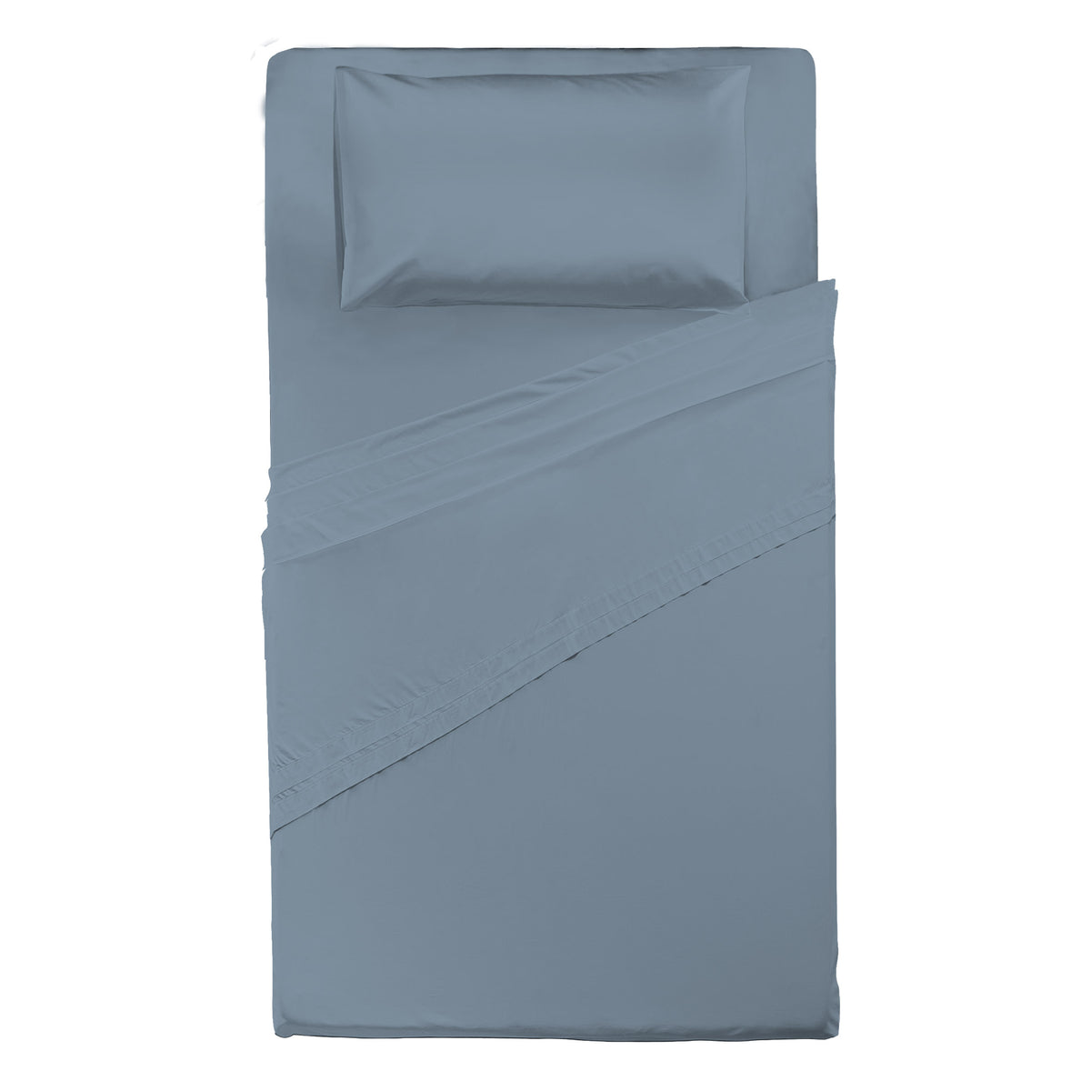 Happidea Completo Letto Piazza e Mezza in Cotone Tinta Unita Azzurro Tinta Unita Polvere