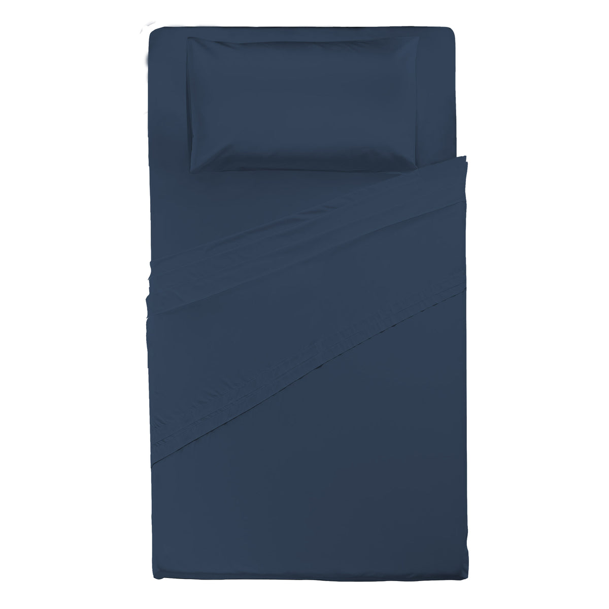 Happidea Completo Letto Piazza e Mezza in Cotone Tinta Unita Blu Profondo