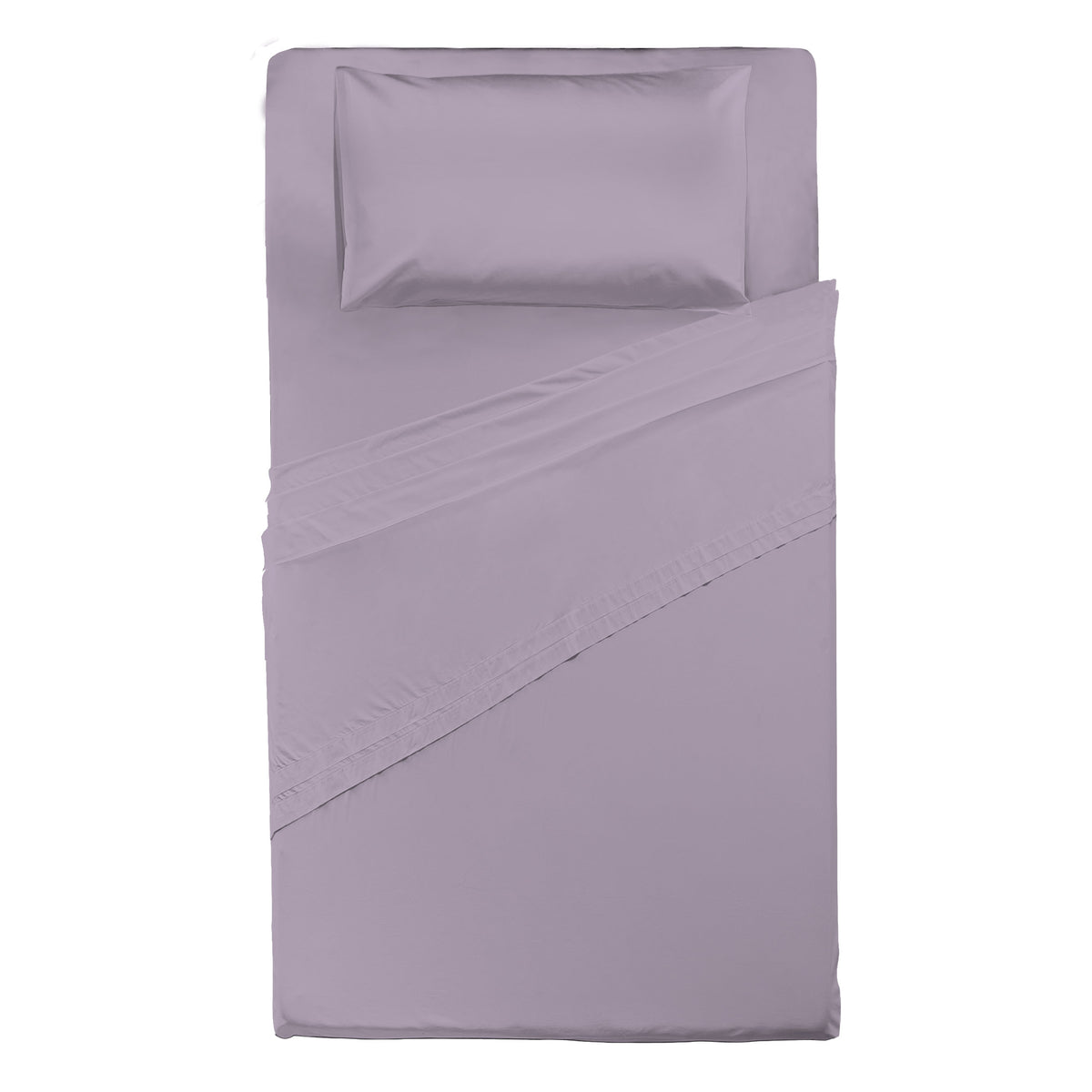 Happidea Completo Letto Piazza e Mezza in Cotone Tinta Unita Glicine