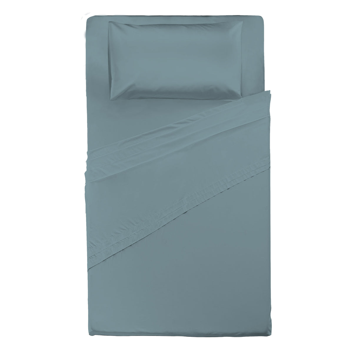 Happidea Completo Letto Piazza e Mezza in Cotone Tinta Unita Tinta Laguna
