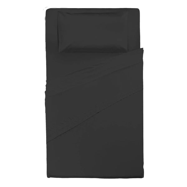 Completo Letto Tinto Piazza e Mezza in Cotone - Tinta Unita Nero - Amo La Casa Shop