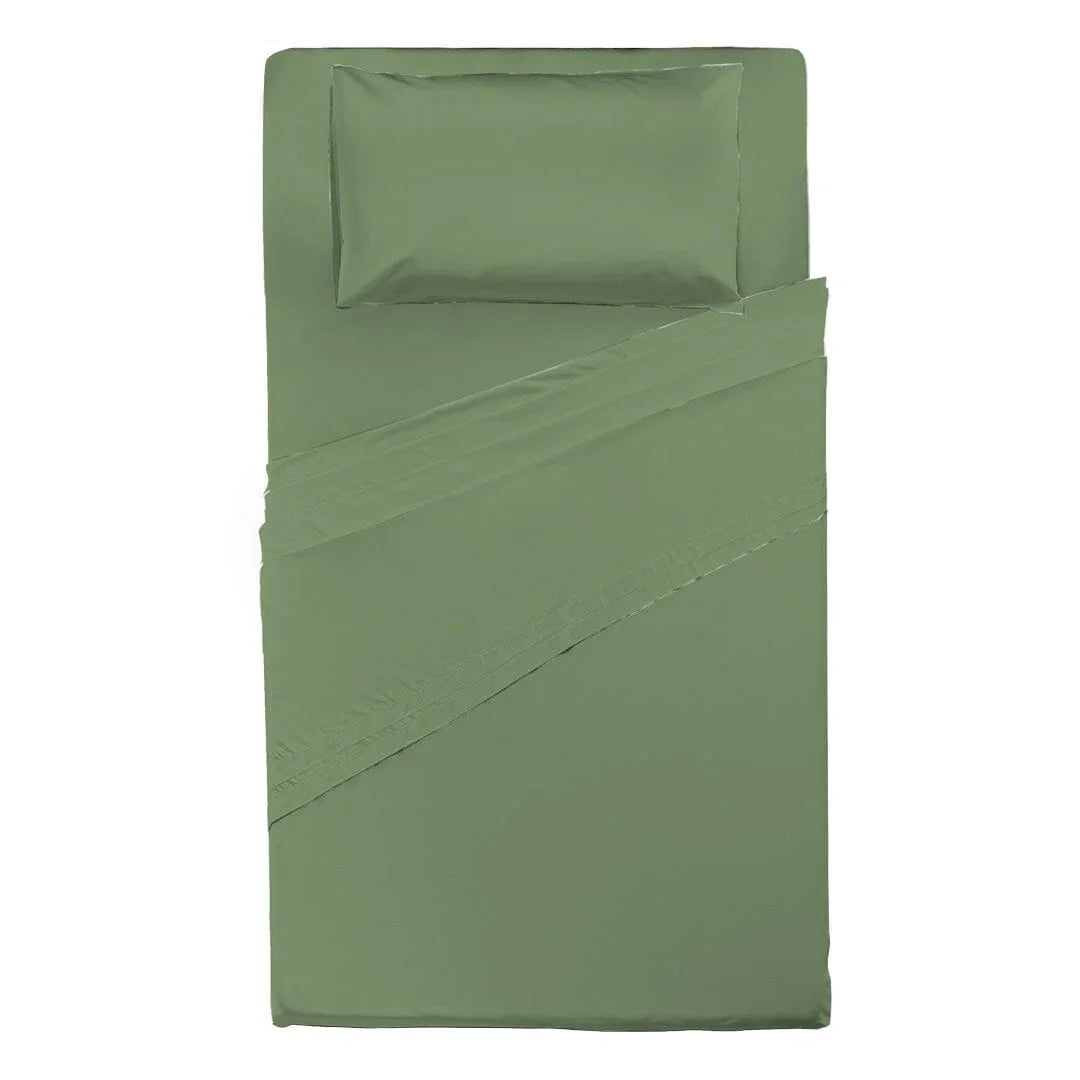 Completo Letto Piazza e Mezza in Cotone - Tinta Unita Verde - Amo La Casa Shop
