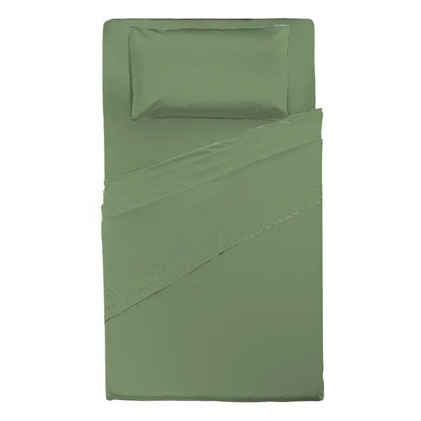 Completo Letto Piazza e Mezza in Cotone - Tinta Unita Verde - Amo La Casa Shop