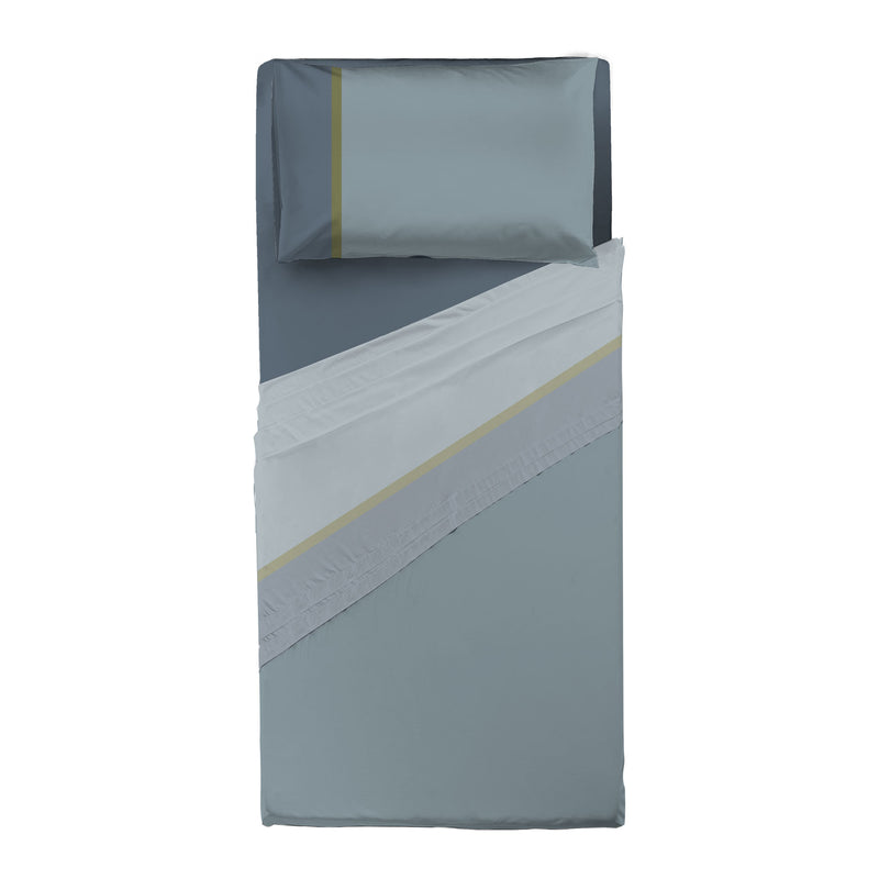 Completo Letto Singolo in Cotone con Stampa - Fantasia Tricolore Absinthe Dusty Teal - Amo La Casa Shop