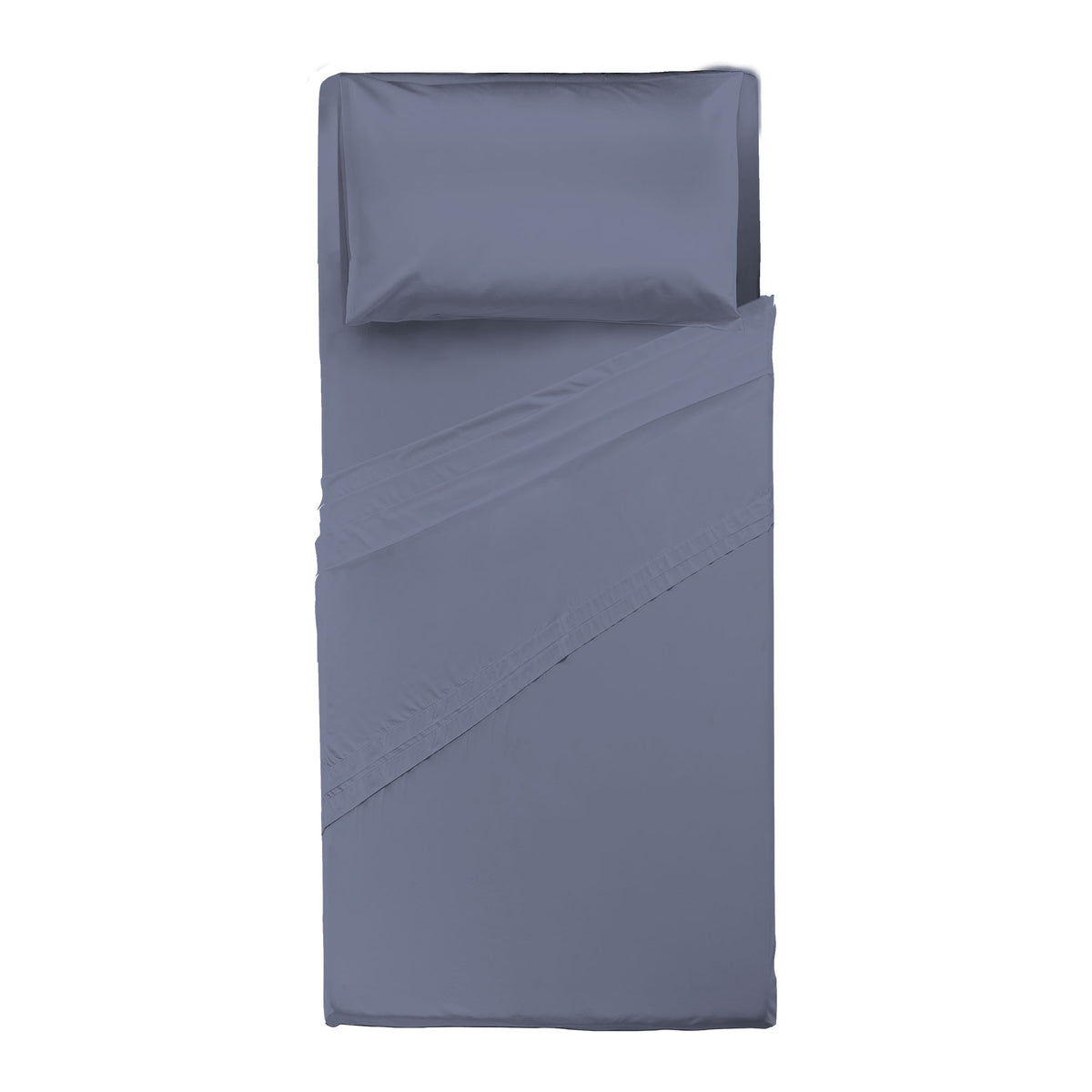 Completo Letto Singolo in Cotone Atelier Fragrance Tinta Unita Blue