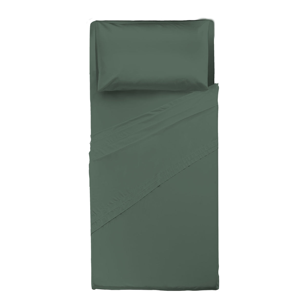 Completo Letto Singolo in Cotone Atelier Fragrance Tinta Unita Dark Green