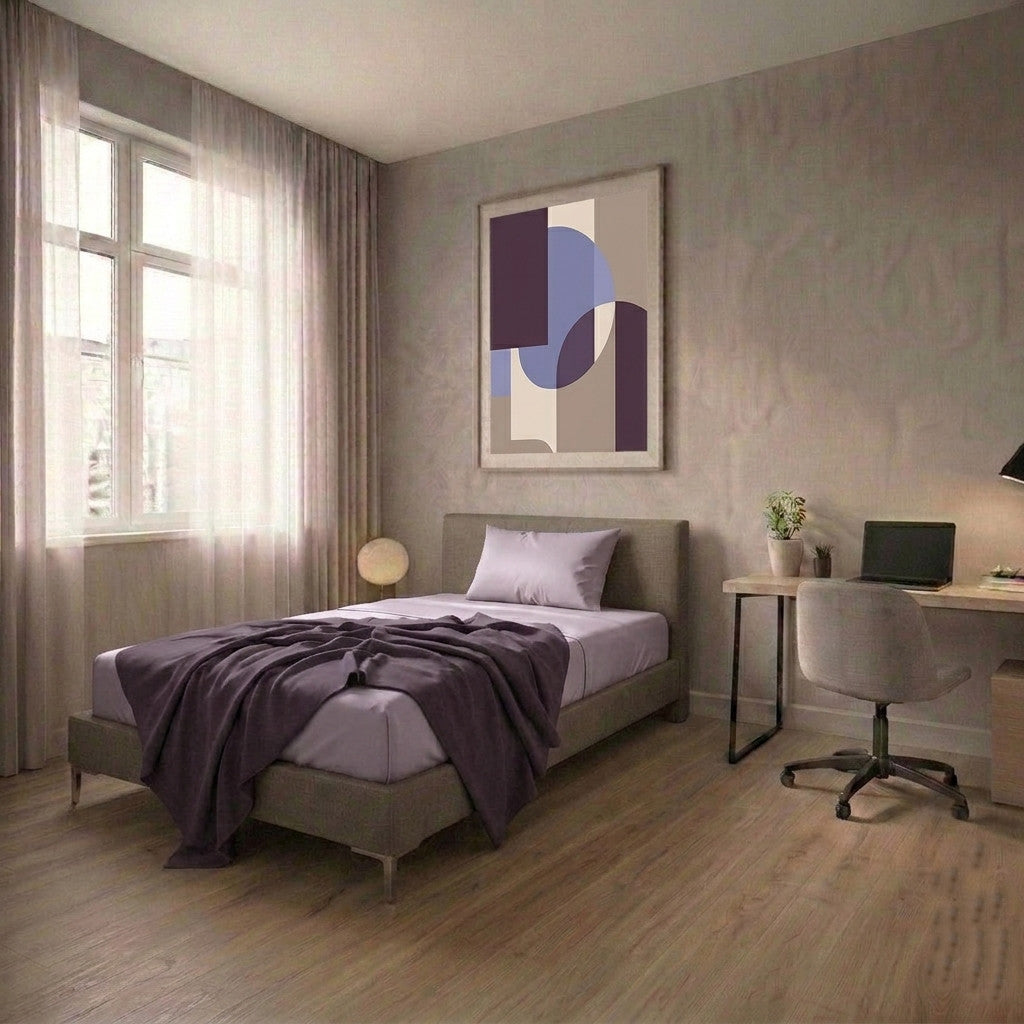 Completo Letto Singolo in Cotone Atelier Fragrance Tinta Unita Lilac