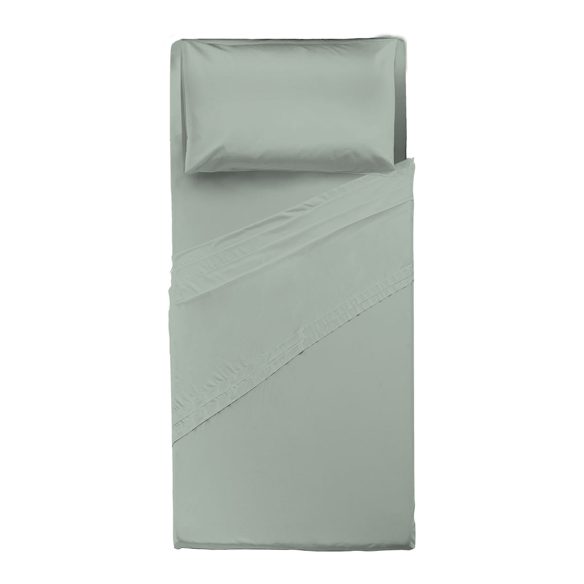 Completo Letto Singolo in Cotone Atelier Fragrance Tinta Unita Sage Green