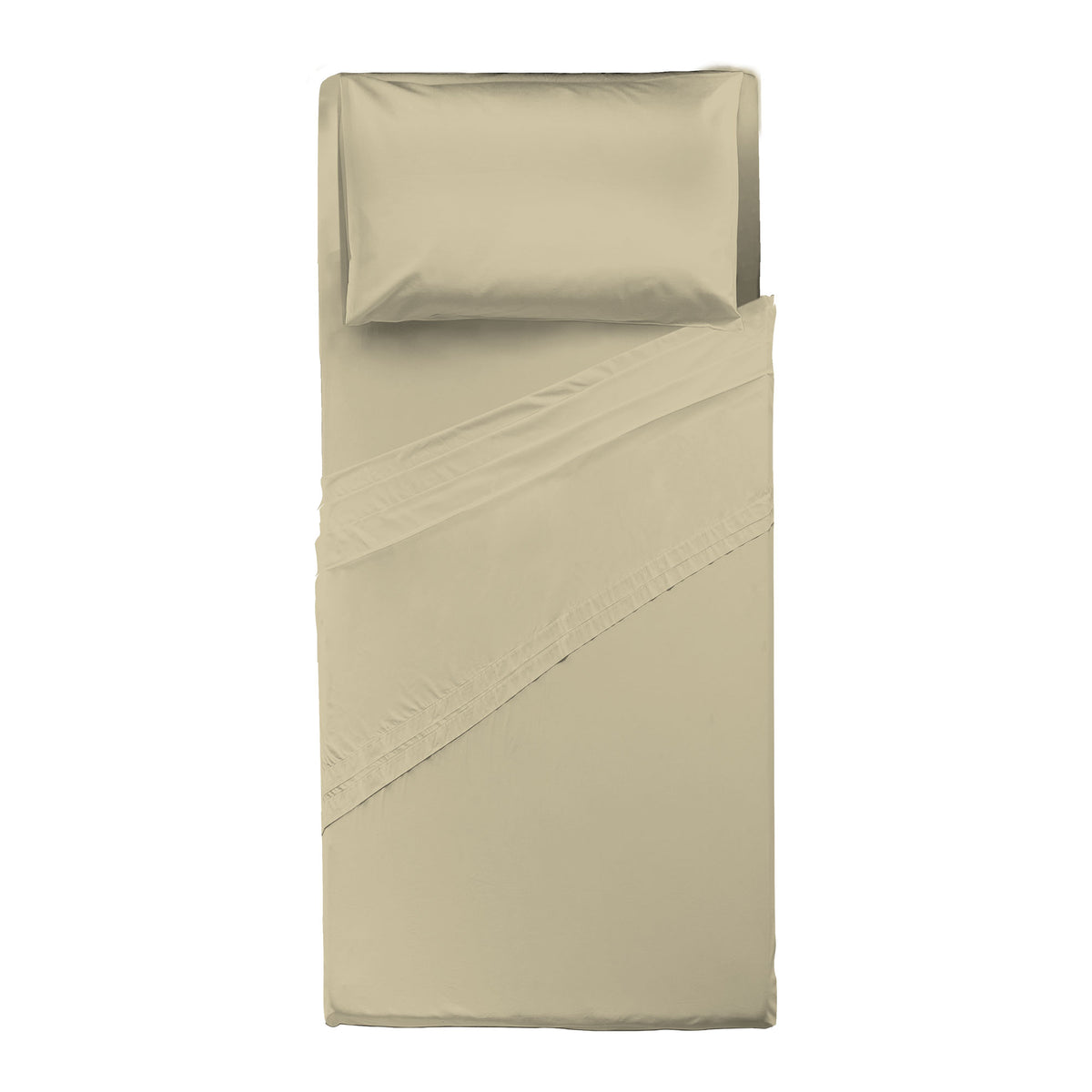 Completo Letto Singolo in Cotone Atelier Fragrance Tinta Unita Sand