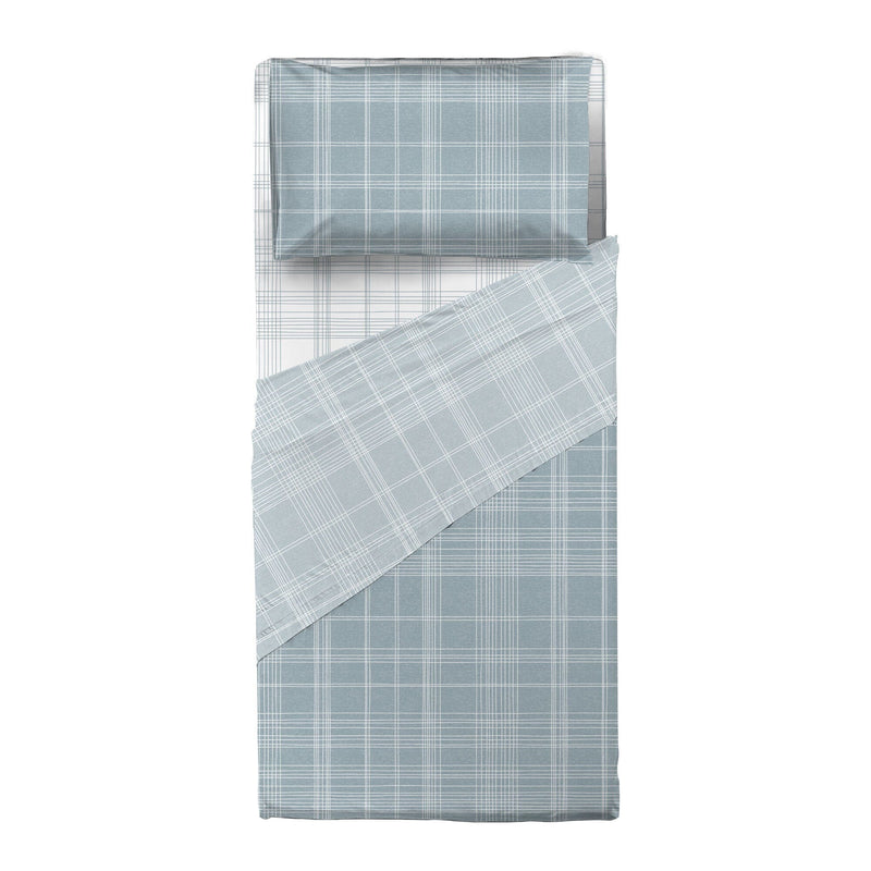 Completo Letto Singolo in Flanella - Fantasia Acqua Nova Light Blue