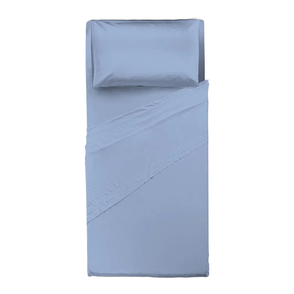 Completo Letto Singolo in Cotone - Tinta Unita Azzurro - Amo La Casa Shop