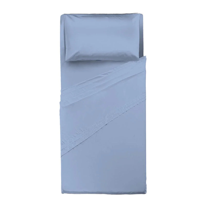 Completo Letto Singolo in Cotone - Tinta Unita Azzurro - Amo La Casa Shop