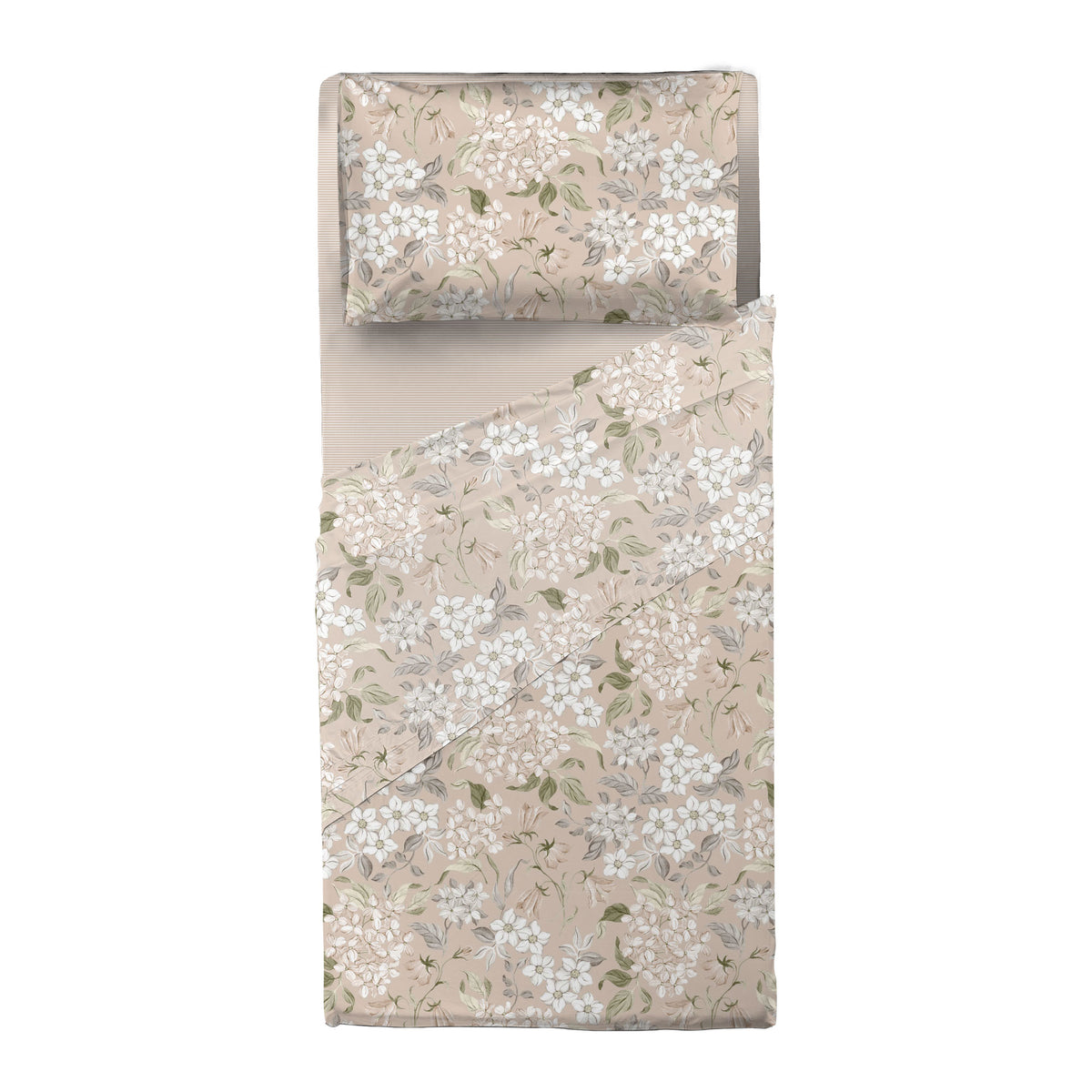 Completo Letto Singolo con Stampa Atelier - Fantasia Blair Beige