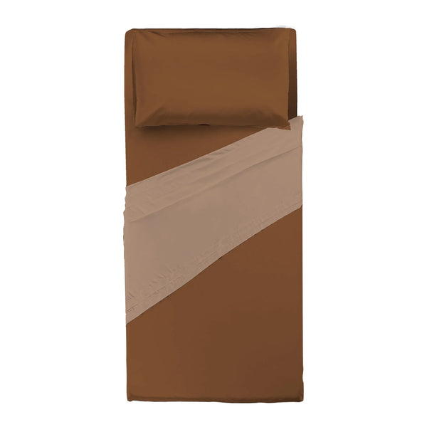 Completo Letto Singolo in Cotone - Tinta Unita Marrone - Amo La Casa Shop