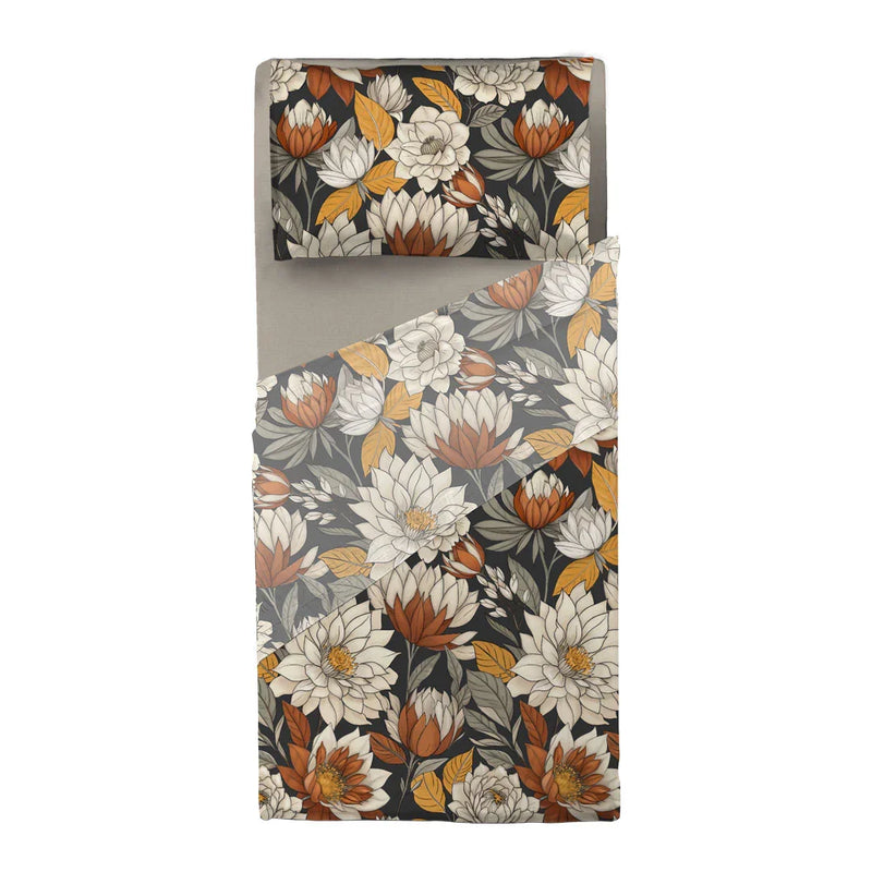 Completo Letto Singolo con Stampa - Fantasia Brandy Colette Grigio Scuro - Amo La Casa Shop