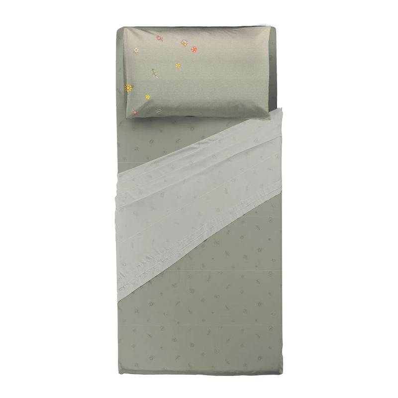 THUN® Completo Letto Singolo in Cotone Country Flowers Sage Green - Amo La Casa Shop