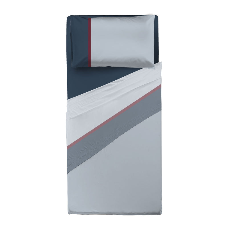 Completo Letto Singolo in Cotone con Stampa - Fantasia Tricolor Gin Azzurro - Amo La Casa Shop