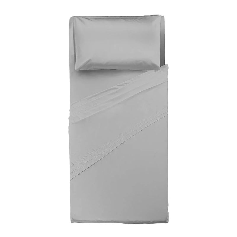 Completo Letto Singolo in Cotone - Tinta Unita Grigio Chiaro - Amo La Casa Shop
