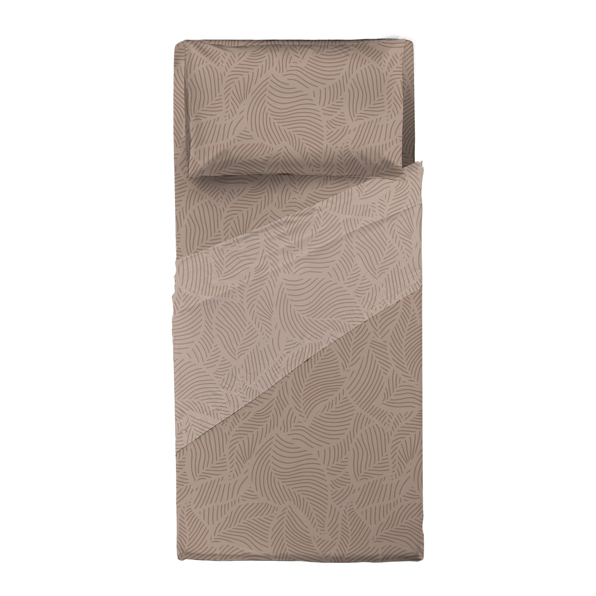 Completo Letto Singolo in Cotone con Stampa Gylfe Beige