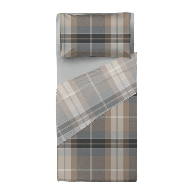 Completo Letto Singolo in Cotone con Stampa - Fantasia Whisky Lennox Taupe - Amo La Casa Shop