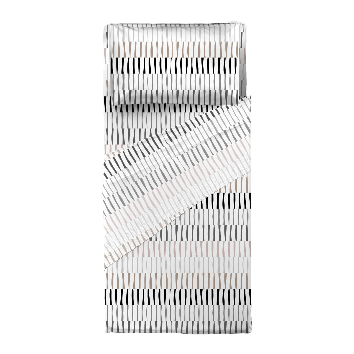 Completo Letto Singolo in Cotone con Stampa Niord Grey