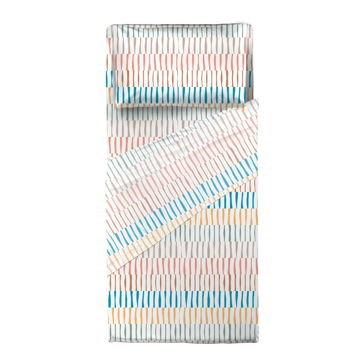 Completo Letto Singolo in Cotone con Stampa Niord Multicolor