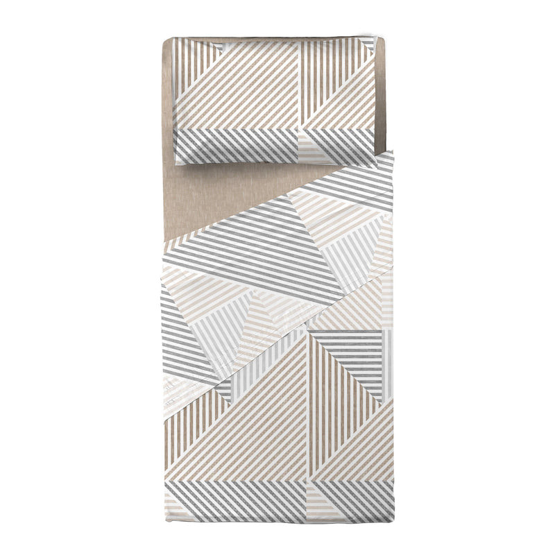 Completo Letto Singolo con Stampa Atelier - Fantasia Ramsey Beige