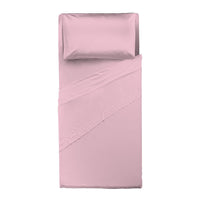 Completo Letto Singolo in Cotone - Tinta Unita Rosa - Amo La Casa Shop