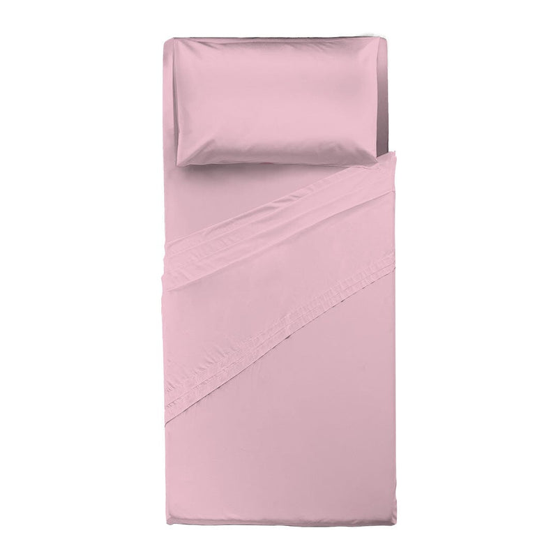 Completo Letto Singolo in Cotone - Tinta Unita Rosa - Amo La Casa Shop