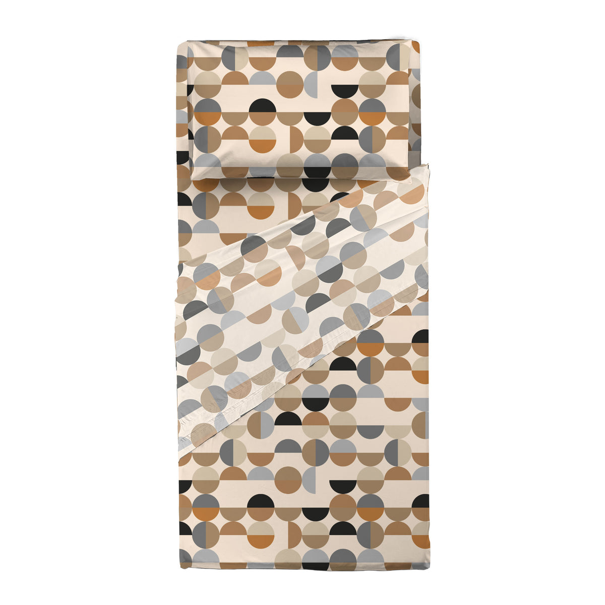 Completo Letto Singolo in Cotone con Stampa Sjul Beige