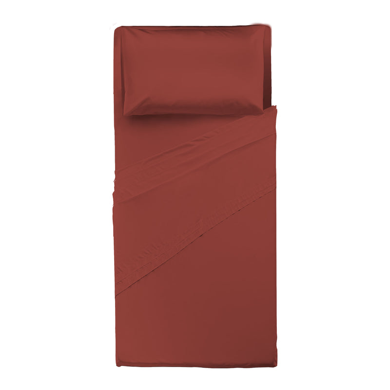 Happidea Completo Letto Singolo in Cotone Tinta Unita Argilla Bruciata