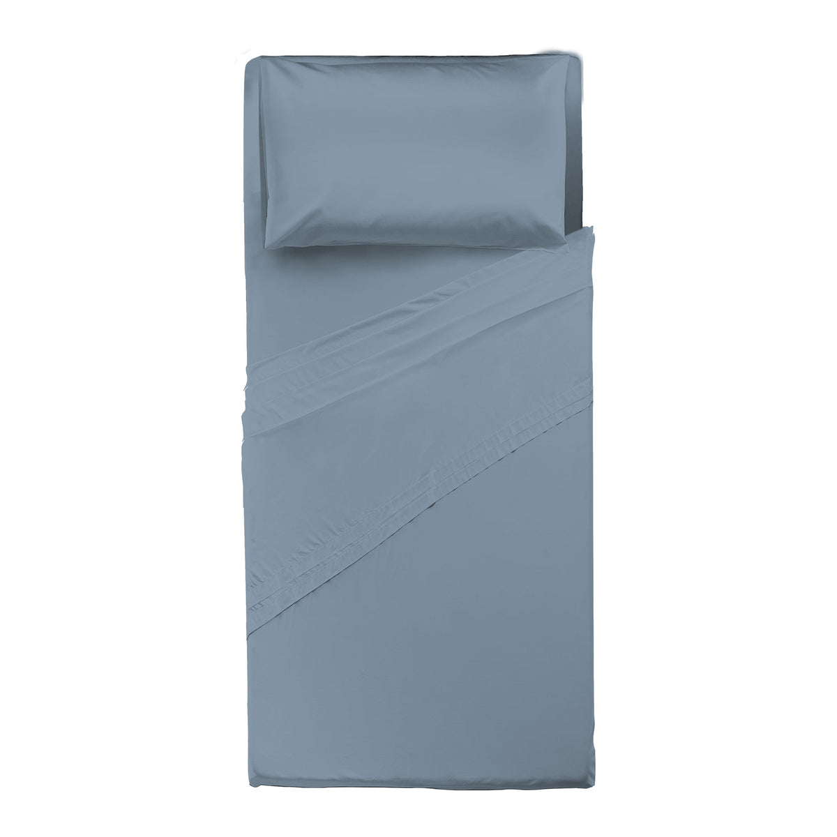 Happidea Completo Letto Singolo in Cotone Tinta Unita Azzurro Tinta Unita Polvere