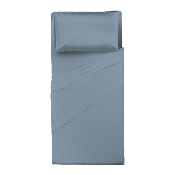 Happidea Completo Letto Singolo in Cotone Tinta Unita Azzurro Tinta Unita Polvere