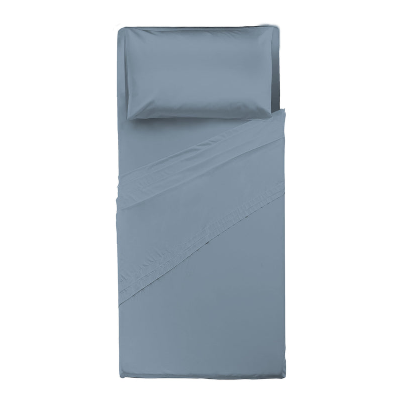 Happidea Completo Letto Singolo in Cotone Tinta Unita Azzurro Tinta Unita Polvere