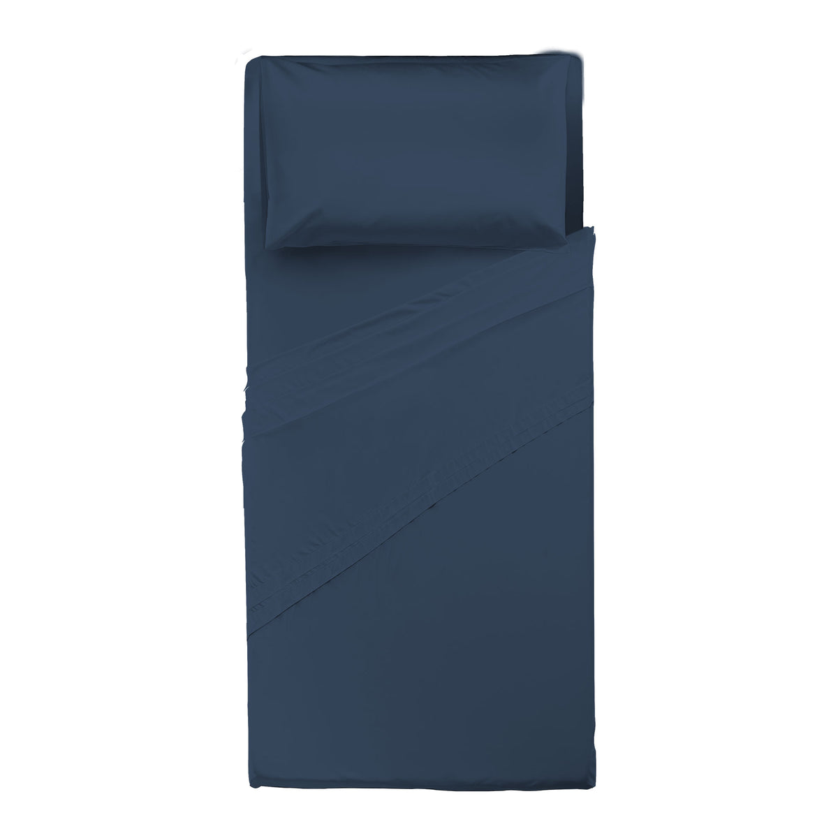 Happidea Completo Letto Singolo in Cotone Tinta Unita Blu Profondo
