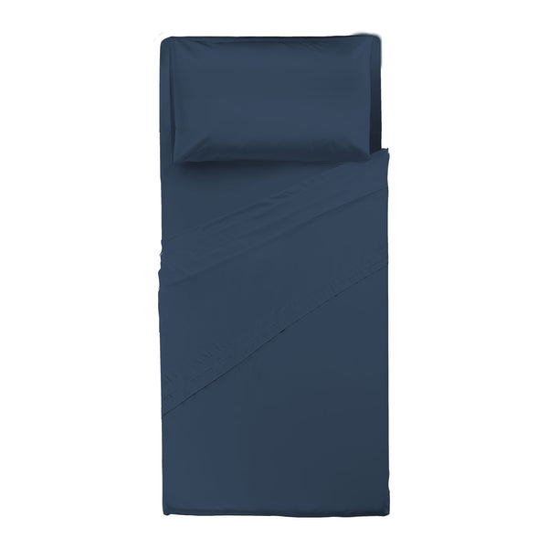 Happidea Completo Letto Singolo in Cotone Tinta Unita Blu Profondo