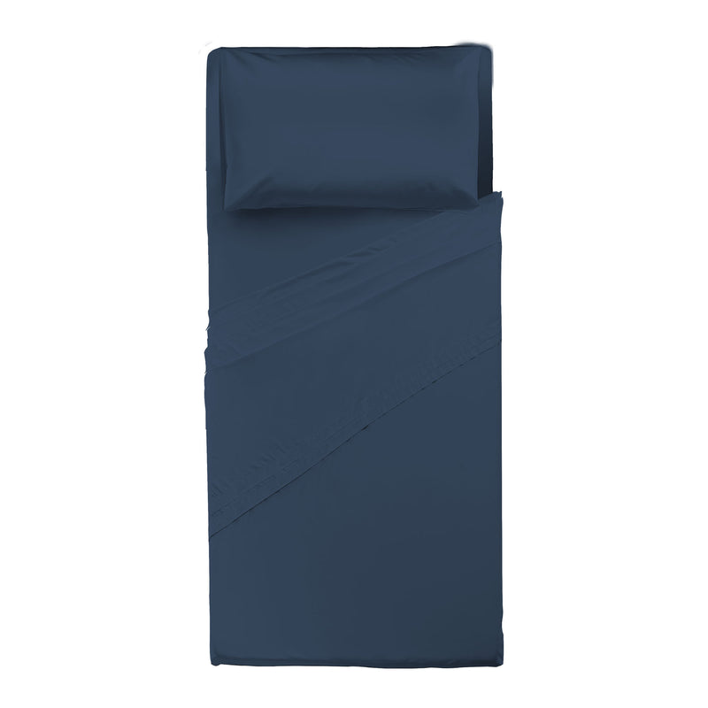 Happidea Completo Letto Singolo in Cotone Tinta Unita Blu Profondo