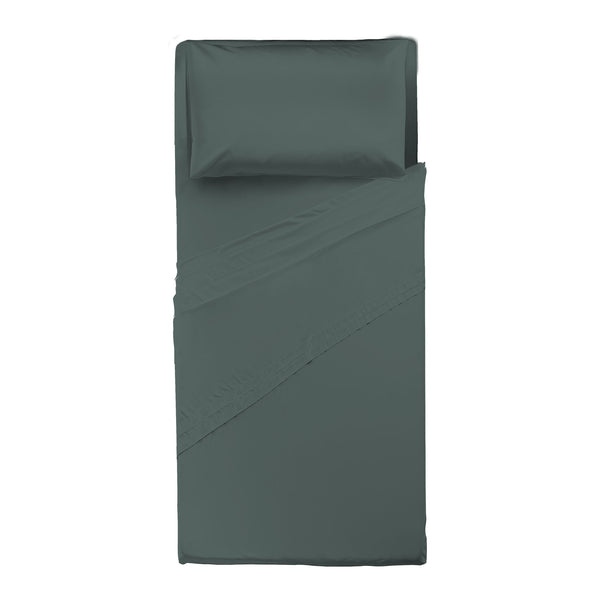 Happidea Completo Letto Singolo in Cotone Tinta Unita Foresta