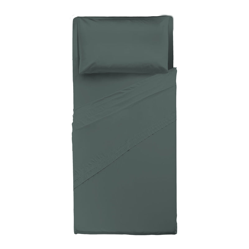 Happidea Completo Letto Singolo in Cotone Tinta Unita Foresta