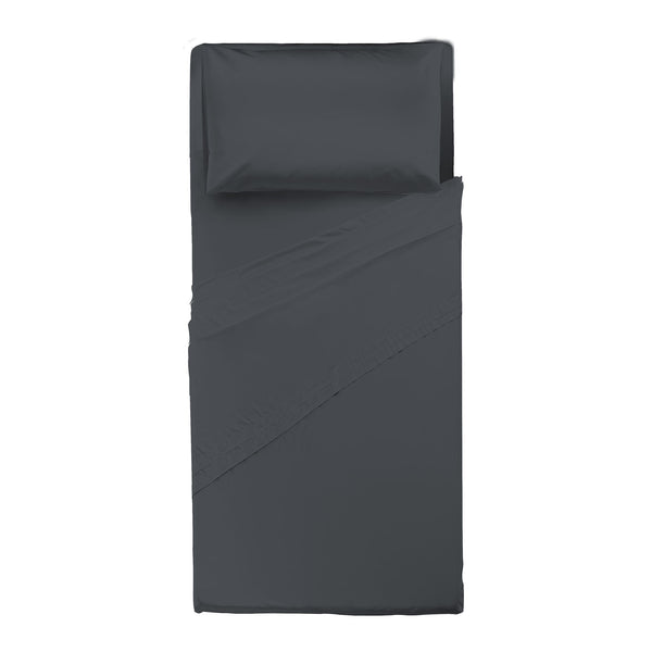 Happidea Completo Letto Singolo in Cotone Tinta Unita Grafite