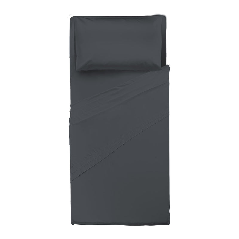 Happidea Completo Letto Singolo in Cotone Tinta Unita Grafite
