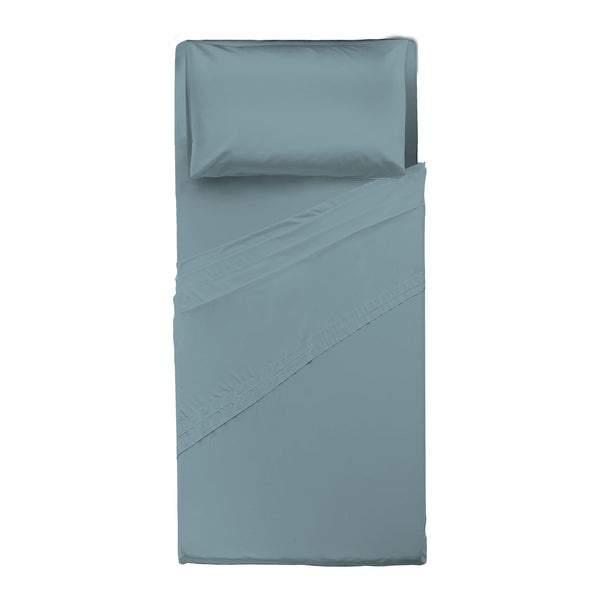 Happidea Completo Letto Singolo in Cotone Tinta Unita Tinta Laguna