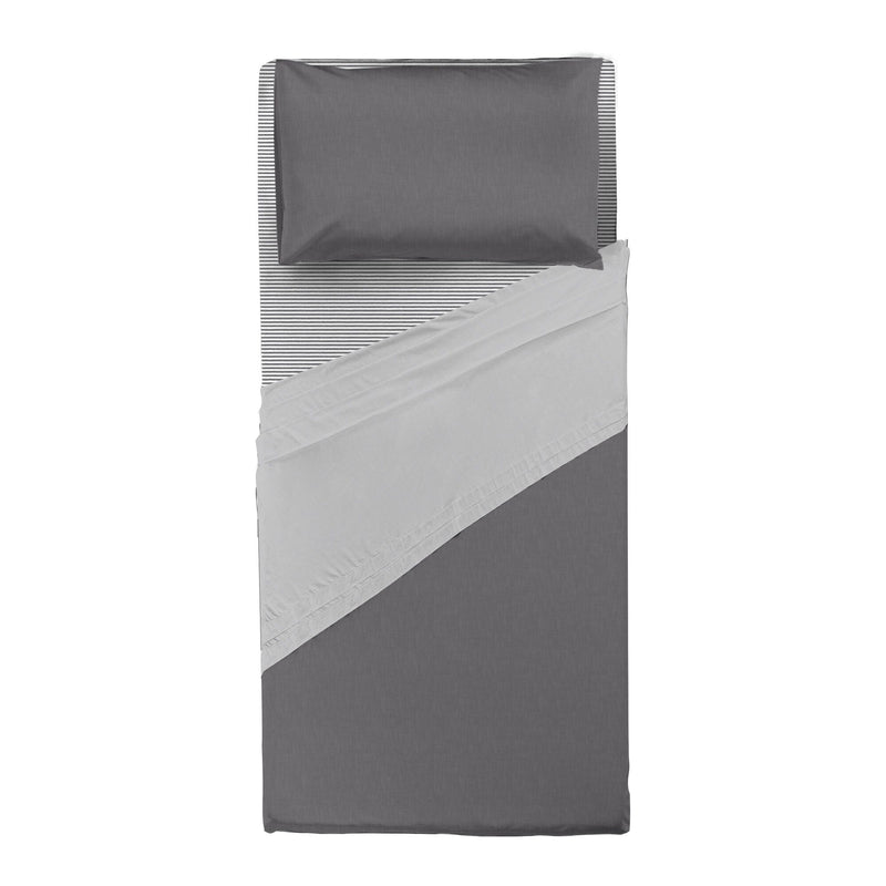 Completo Letto Singolo in Cotone con Stampa - Fantasia Aria Titus Dark Grey