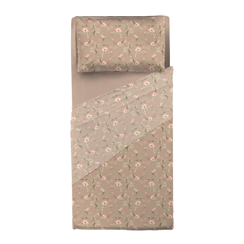 Completo Letto Singolo con Stampa Atelier - Fantasia Pauline Beige