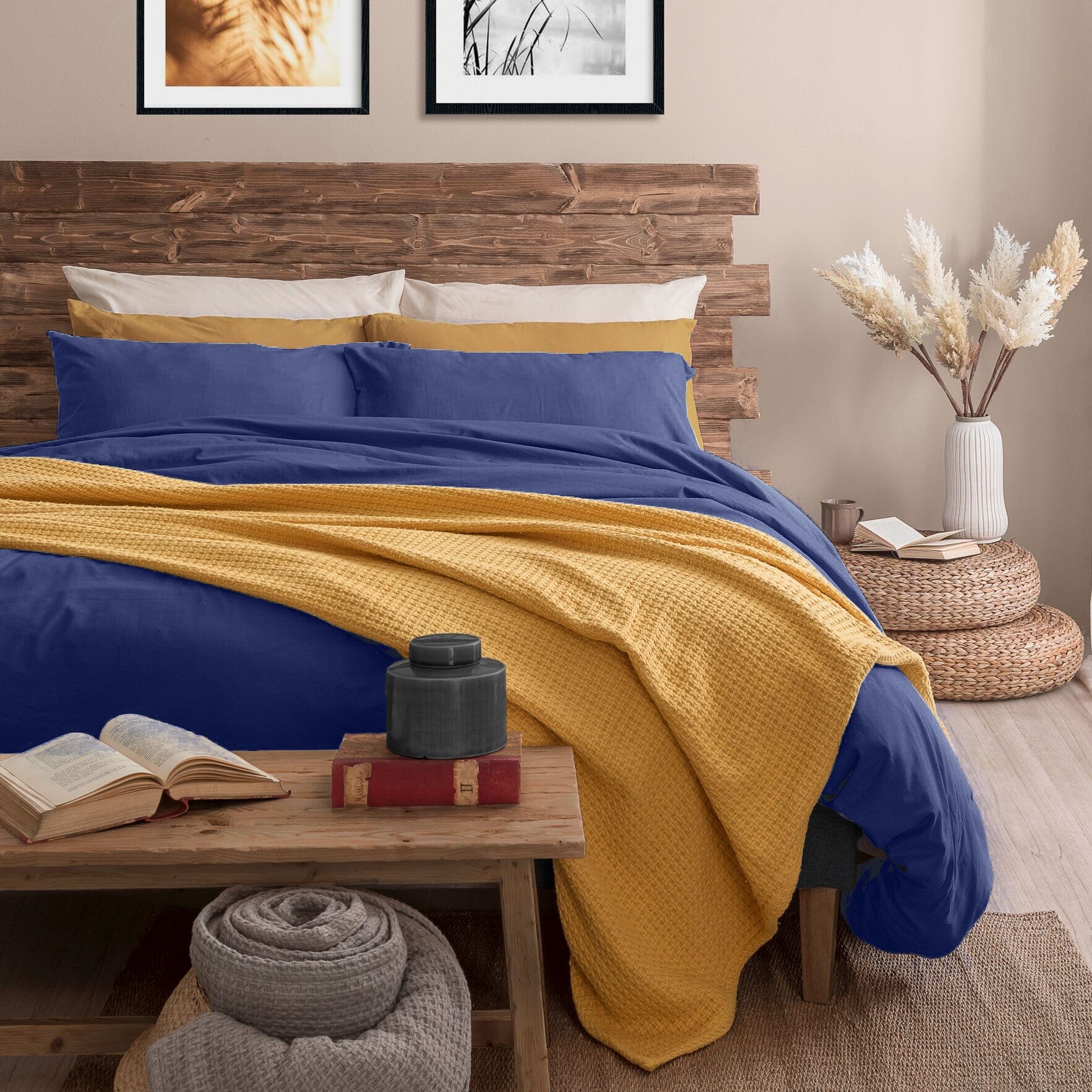 Completo Letto Matrimoniale in Microfibra Softy Yarn - Tinta Unita Blu (copia) - Amo La Casa Shop