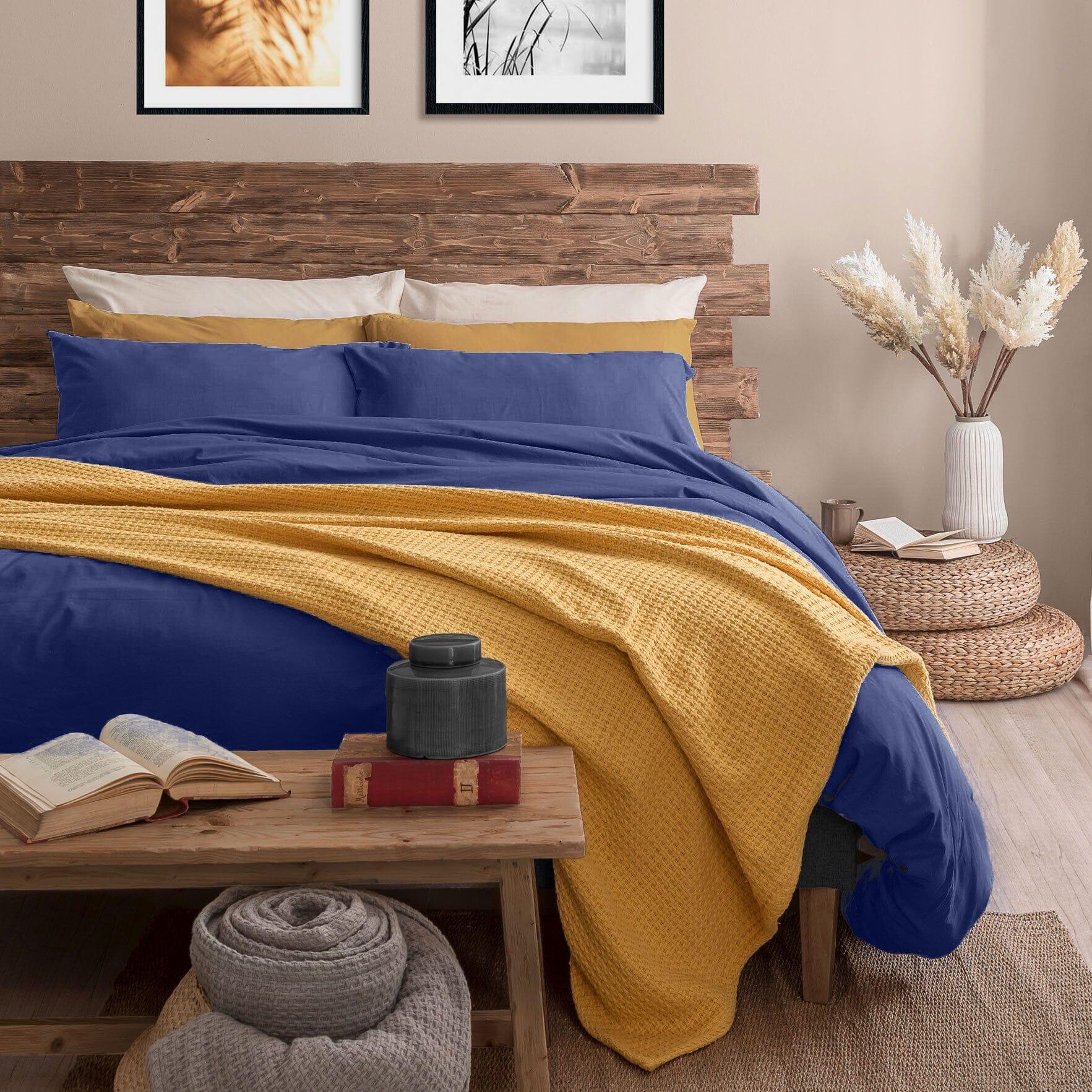 Completo Letto Singolo in Microfibra Softy Yarn - Tinta Unita Blue - Amo La Casa Shop