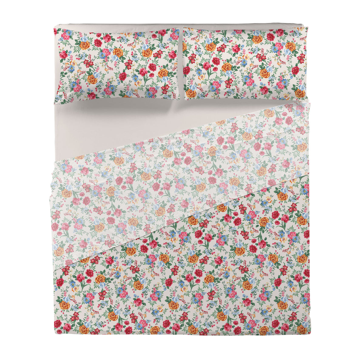 Completo Letto Matrimoniale in Cotone con Stampa - Fantasia Secret Garden Debby Beige