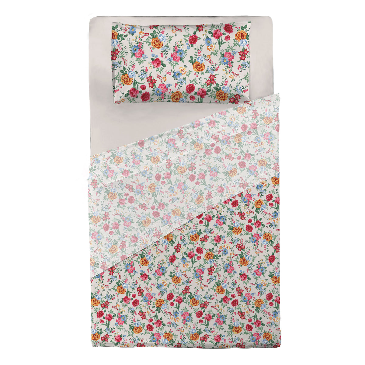 Completo Letto Piazza e Mezza in Cotone con Stampa - Fantasia Secret Garden Debby Beige
